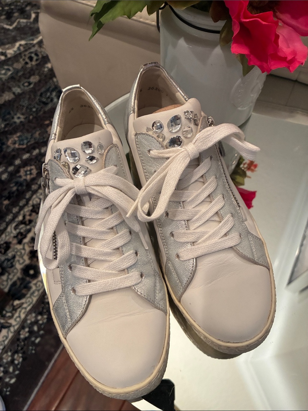 Paul Green Leather Crystal-Embellished Casual Sneakers 7